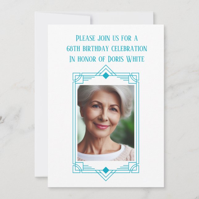 68. Geburtstagspartei Custom Foto Frame Einladung (Vorderseite)