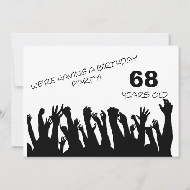 68. Party Einladung mit jubelnden Menschenmengen (Vorderseite)