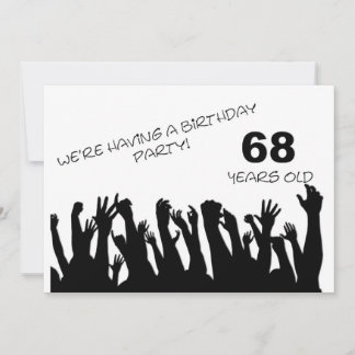 68. Party Einladung mit jubelnden Menschenmengen
