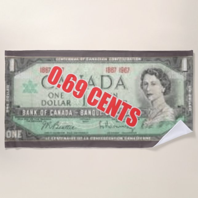 69 Cent Dollar Strandtuch (Vorderseite)