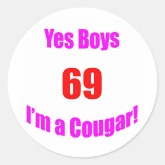 69 Cougar Birthday Runder Aufkleber