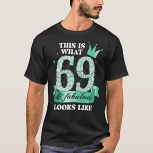 69 & Fabulous I Türkise Black Party Group Foto T-Shirt
