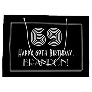 69. Geburtstag — Art Deco Inspiriert Look "69" & N Große Geschenktüte