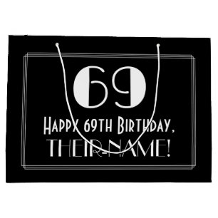 69. Geburtstag: Art Deco Inspiriert Stil "69", Nam Große Geschenktüte