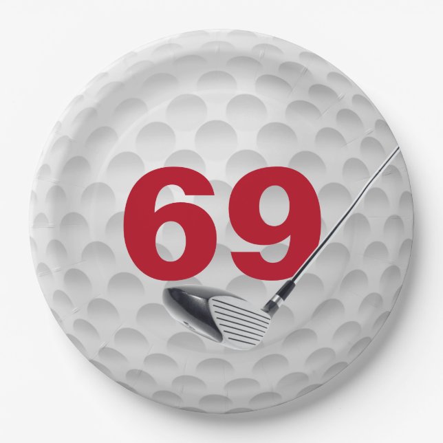 69. Geburtstag Golf Ball Design Paper Plate Pappteller (Vorderseite)