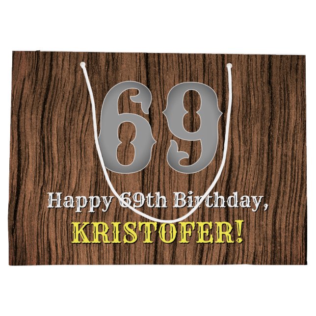 69. Geburtstag: Inspirierter Country Western Look, Große Geschenktüte (Rückseite)