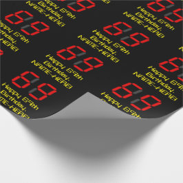 69. Geburtstag: Red Digital Clock Style "69" + Nam Geschenkpapier