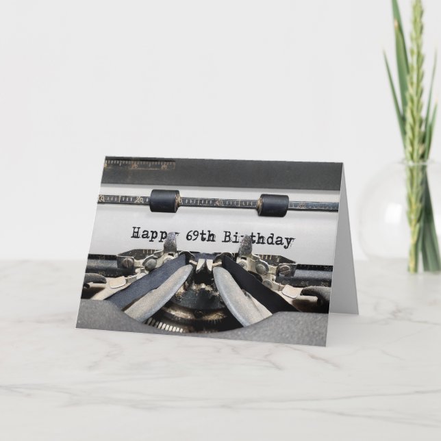 69. Geburtstag Retro Schreibmaschine Karte (Vorderseite)