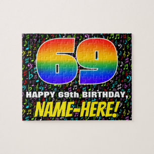 69. Geburtstag — Spaß, farbenfrohe Musiksymbole &
