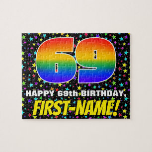 69. Geburtstag — Spaß, farbenfrohe Sternenweltenmu