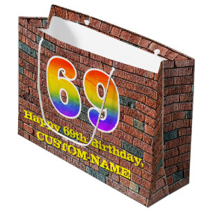 69. Geburtstag: Spaß, Graffiti-Inspiriert Regenbog Große Geschenktüte