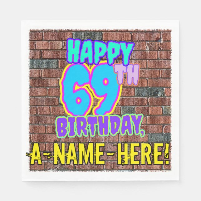 69. Geburtstag ~ Spaß, Urban Graffiti Inspiriert L Serviette (Vorderseite)