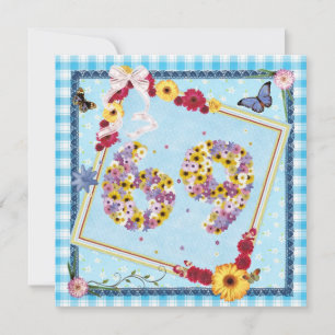 69. Geburtstagsparty Einladung Blume, Schmetterlin