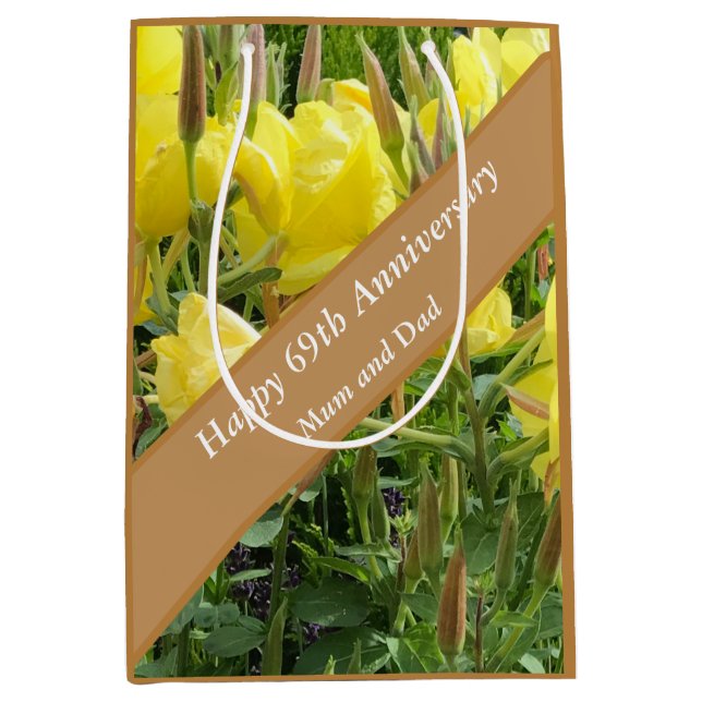 69. Jubiläum Editable Abend Primrose Mittlere Geschenktüte (Vorderseite)