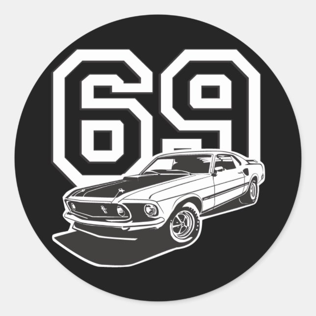 69 Rückwärtsgang Runder Aufkleber (Vorderseite)