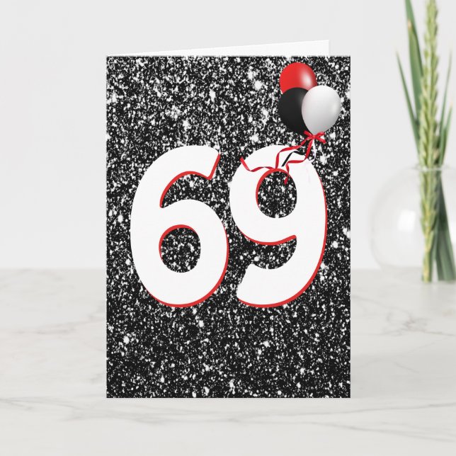 69e anniversaire Ballons sur carte Parties scintil (Devant)