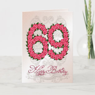 69e anniversaire carte avec rose et feuille