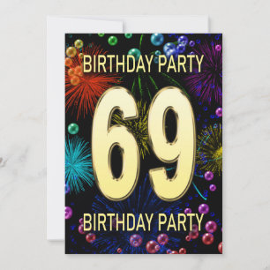 69e anniversaire Invitation fête feux d'artifice