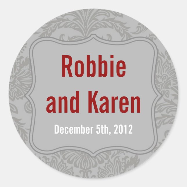 6 - 3" Bevorzugen Sticker Modernes Grau Damask Spi (Vorderseite)