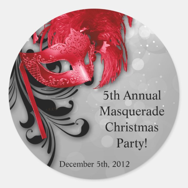6 - 3" Bevorzugen Sticker Rot auf Silver Masquerad (Vorderseite)