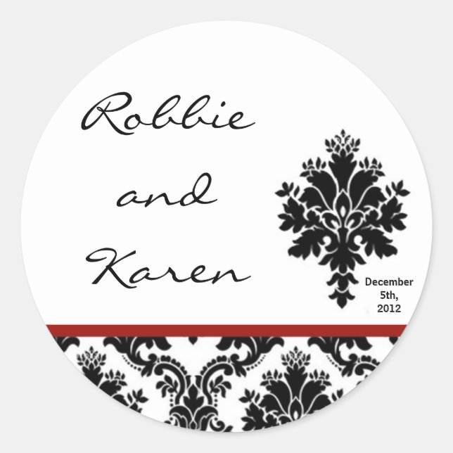 6 - 3" Bevorzugung Sticker Black Red Damask Lace (Vorderseite)