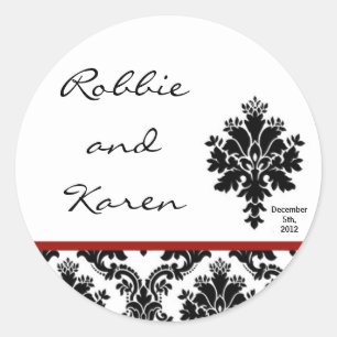 6 - 3" Bevorzugung Sticker Black Red Damask Lace