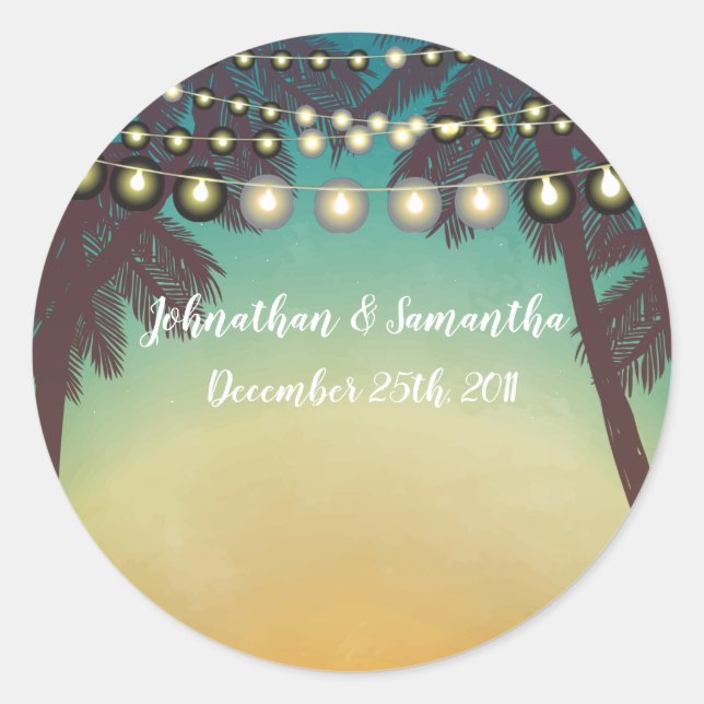 6 - 3" Bevorzugung Stickers Beach Sunset Pal Trees (Vorderseite)