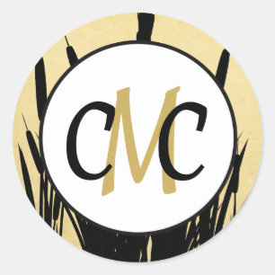 6 - 3" Bevorzugung Stickers Cattail/Dragonfly-Silh