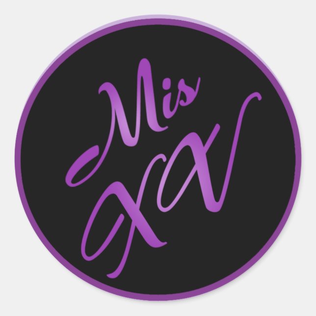 6 - 3" Bevorzugung Stickers Mis XV Lila Morado (Vorderseite)