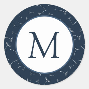 6 - 3" Bevorzugung Stickers Navy Blue Dandelion Bl