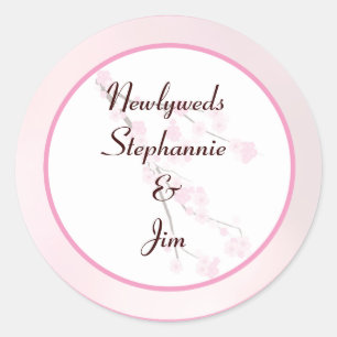 6 - 3" Bevorzugung Stickers Pink Cherry Blossom