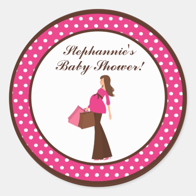 6 - 3" Bevorzugung Stickers Pink Mod Mama Polka Do (Vorderseite)