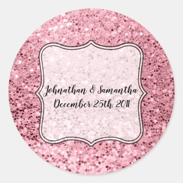 6 - 3" Bevorzugung Stickers Rose Gold Glitzer (Vorderseite)