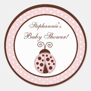 6 - 3" Bevorzugungs-Stickers Pink Ladybug Runder Aufkleber