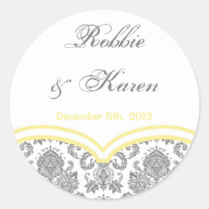 6 - 3" Favoriser Stickers Gris Jaune Gris Damas La