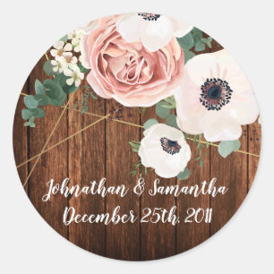 6 - 3" Gefallen Stickers Geometric Garden Rose Sta