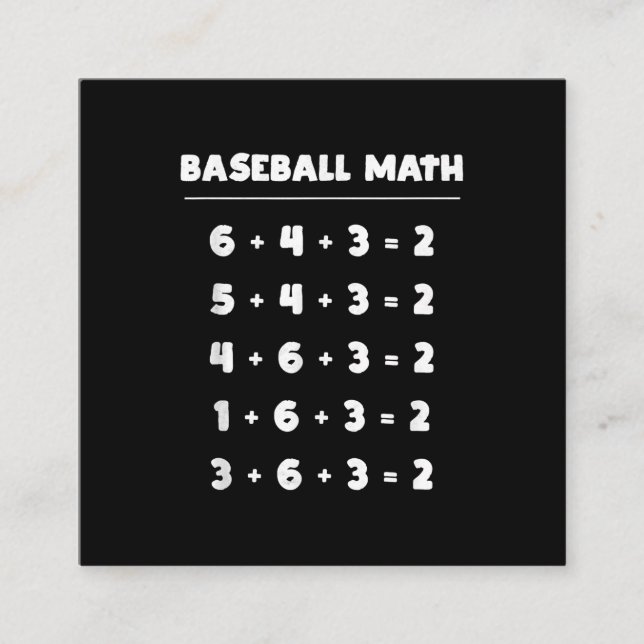 6 4 3 2 Baseball Mathematik - Niedliches Spiel Quadratische Visitenkarte (Vorderseite)