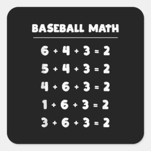 6 4 3 2 Baseballmathematik - Niedliches Spielen vo Quadratischer Aufkleber