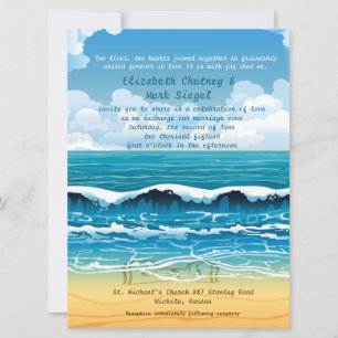 6,5 x 8,75" Strandwachs Einladung zur Hochzeit