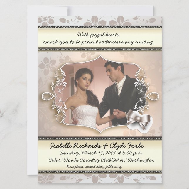 6,5x21,59 cm Faire-part de mariage élégant et vint (Devant)