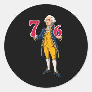 6 7 7 6 George Washington Sechs Sieben Runder Aufkleber