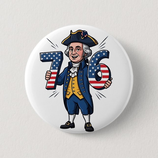 6-7-7-6 George Washington Six Seven Meme 67 Trend Button (Vorderseite)