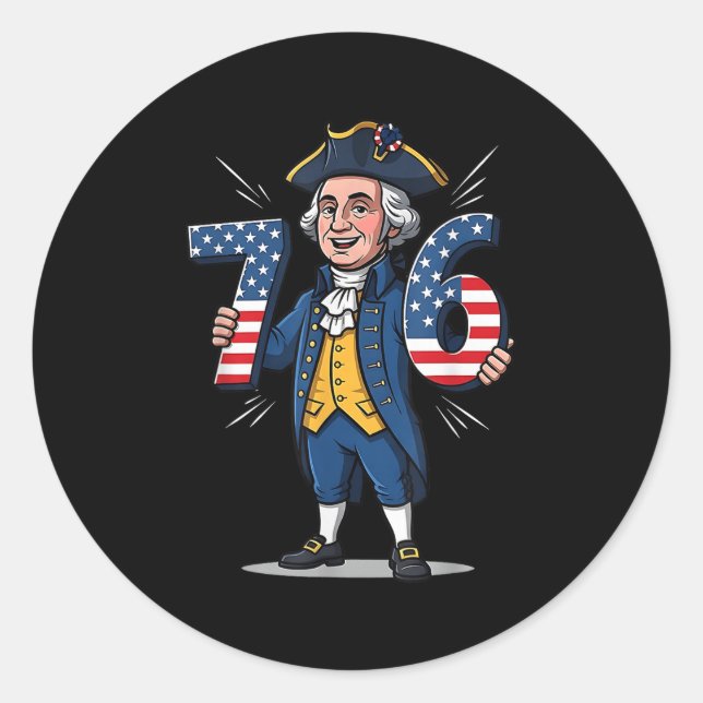 6-7 7-6 George Washington Six Seven Meme Gen Alpha Runder Aufkleber (Vorderseite)