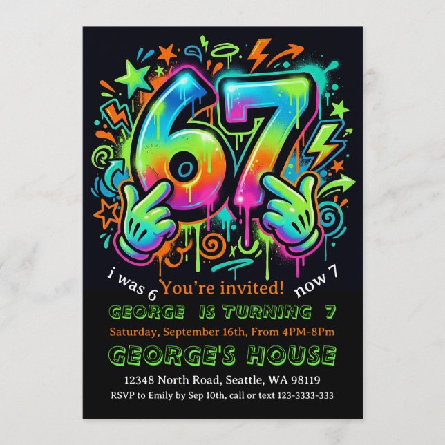 6-7 Boys Birthday Party Invitation (Devant)
