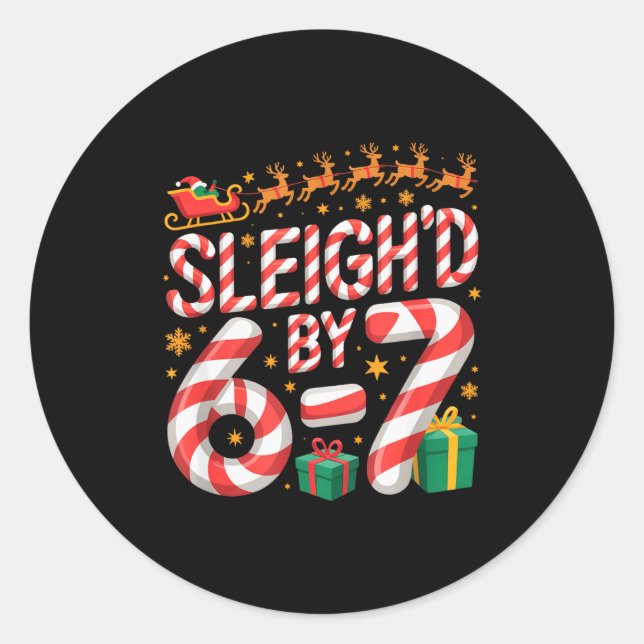 6-7 Christmas Ugly Sweater Six Seven Xmas 67 Meme  Runder Aufkleber (Vorderseite)