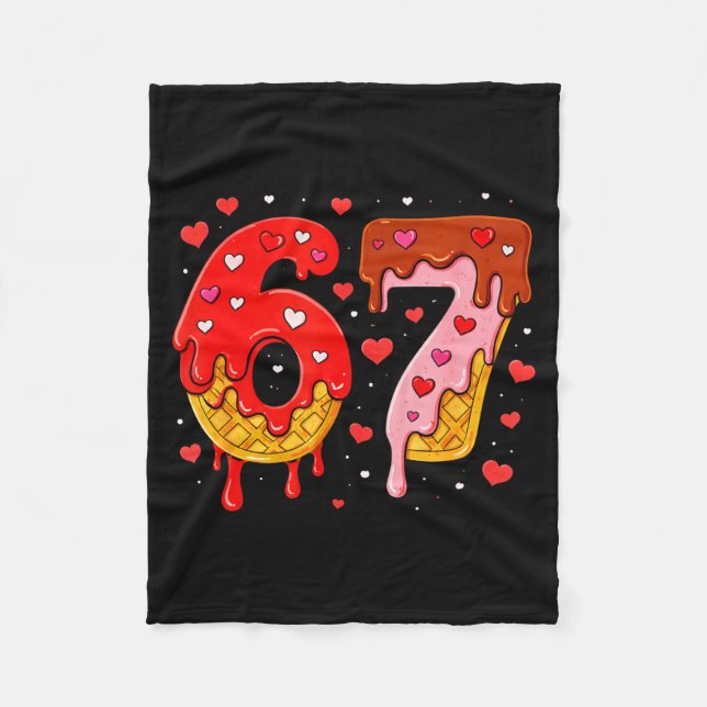 6 7 Cream Drip Six Seven Meme Valentine's Day Men  Fleecedecke (Vorderseite)