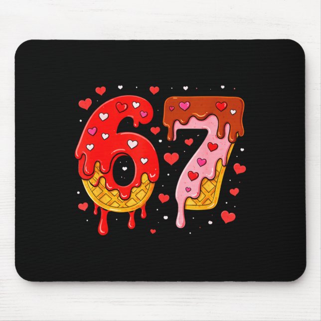 6 7 Cream Drip Six Seven Meme Valentine's Day Men  Mousepad (Vorne)