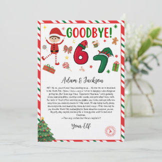 6 7 elf goodbye letter - funny elf letter - 67 einladung
