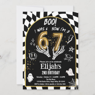 6 7 Halloween 7. Geburtstag Schwarz Gold Weiß Einladung