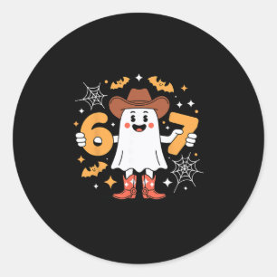 6 7 Halloween-Geist 67 Meme Gen Alpha Sechs Sieben Runder Aufkleber